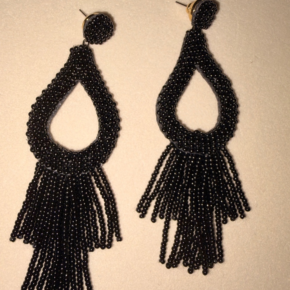 Handmade Deepa Gurnani for Henri Bendel NYC 
Black Beaded Earrings